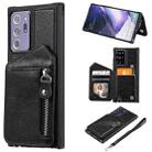 For Samsung Galaxy Note20 Ultra Zipper Double Buckle Shockproof Protective Case with Stand & Photo Holder & Wallet Function(Black) - 1