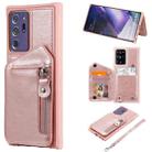 For Samsung Galaxy Note20 Ultra Zipper Double Buckle Shockproof Protective Case with Stand & Photo Holder & Wallet Function(Rose Gold) - 1