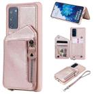 For Samsung Galaxy S20 FE Zipper Double Buckle Shockproof Protective Case with Stand & Photo Holder & Wallet Function(Rose Gold) - 1
