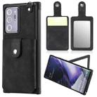 For Samsung Galaxy Note20 Ultra Shockproof Protective Case with Mirror & Card Slot & Short Lanyard(Black) - 1