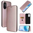 For Huawei nova 8 5G Carbon Fiber Texture Horizontal Flip TPU + PC + PU Leather Case with Card Slot(Pink) - 1