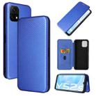 For vivo Y52s 5G / iQOO U3 Carbon Fiber Texture Horizontal Flip TPU + PC + PU Leather Case with Card Slot(Blue) - 1