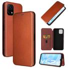 For vivo Y52s 5G / iQOO U3 Carbon Fiber Texture Horizontal Flip TPU + PC + PU Leather Case with Card Slot(Brown) - 1