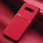 For Samsung Galaxy S10 Classic Tilt Strip Grain Magnetic Shockproof PC + TPU Case(Red) - 1