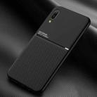 For Huawei Enjoy 9e Classic Tilt Strip Grain Magnetic Shockproof PC + TPU Case(Black) - 1