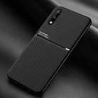 For Huawei Enjoy 10 Classic Tilt Strip Grain Magnetic Shockproof PC + TPU Case(Black) - 1