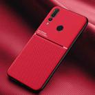 For Huawei P Smart+ 2019 Classic Tilt Strip Grain Magnetic Shockproof PC + TPU Case(Red) - 1