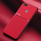 For Huawei Honor 9 Lite Classic Tilt Strip Grain Magnetic Shockproof PC + TPU Case(Red) - 1