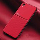 For vivo Y91 Classic Tilt Strip Grain Magnetic Shockproof PC + TPU Case(Red) - 1