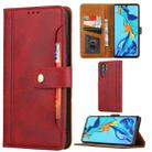 For Huawei P30 Pro Calf Texture Double Fold Clasp Horizontal Flip Leather Case with Photo Frame & Holder & Card Slots & Wallet(Red) - 1