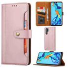 For Huawei P30 Pro Calf Texture Double Fold Clasp Horizontal Flip Leather Case with Photo Frame & Holder & Card Slots & Wallet(Rose Gold) - 1