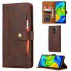 For Xiaomi Redmi Note 9 Calf Texture Double Fold Clasp Horizontal Flip Leather Case with Photo Frame & Holder & Card Slots & Wallet(Coffee) - 1