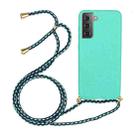 For Samsung Galaxy S21 5G Wheat Straw Material + TPU Protective Case with Lanyard(Green) - 1