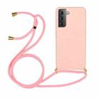 For Samsung Galaxy S21 5G Wheat Straw Material + TPU Protective Case with Lanyard(Pink) - 1