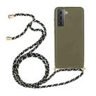 For Samsung Galaxy S21+ 5G Wheat Straw Material + TPU Protective Case with Lanyard(Army Green) - 1