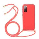 For Samsung Galaxy S20 FE Wheat Straw Material + TPU Protective Case with Lanyard(Red) - 1