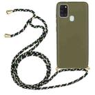 For Samsung Galaxy A21s Wheat Straw Material + TPU Protective Case with Lanyard(Army Green) - 1