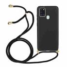 For Samsung Galaxy A21s Wheat Straw Material + TPU Protective Case with Lanyard(Black) - 1