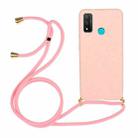 For Huawei P smart 2020 Wheat Straw Material + TPU Protective Case with Lanyard(Pink) - 1