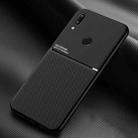 For Xiaomi Redmi Note 7 Classic Tilt Strip Grain Magnetic Shockproof PC + TPU Case(Black) - 1