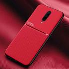 For OnePlus 7 Pro Classic Tilt Strip Grain Magnetic Shockproof PC + TPU Case(Red) - 1