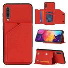 For Samsung Galaxy A50 & A30s & A50s Skin Feel PU + TPU + PC Back Cover Shockproof Case with Card Slots & Holder & Photo Frame(Red) - 1