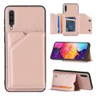 For Samsung Galaxy A50 & A30s & A50s Skin Feel PU + TPU + PC Back Cover Shockproof Case with Card Slots & Holder & Photo Frame(Rose Gold) - 1