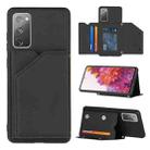 For Samsung Galaxy S20 FE Skin Feel PU + TPU + PC Back Cover Shockproof Case with Card Slots & Holder & Photo Frame(Black) - 1