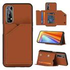 For OPPO Realme 7 Skin Feel PU + TPU + PC Back Cover Shockproof Case with Card Slots & Holder & Photo Frame(Brown) - 1