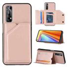 For OPPO Realme 7 Skin Feel PU + TPU + PC Back Cover Shockproof Case with Card Slots & Holder & Photo Frame(Rose Gold) - 1