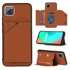 For OPPO Realme C11 Skin Feel PU + TPU + PC Back Cover Shockproof Case with Card Slots & Holder & Photo Frame(Brown) - 1