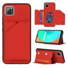 For OPPO Realme C11 Skin Feel PU + TPU + PC Back Cover Shockproof Case with Card Slots & Holder & Photo Frame(Red) - 1