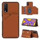 For vivo Y20 Skin Feel PU + TPU + PC Back Cover Shockproof Case with Card Slots & Holder & Photo Frame(Brown) - 1