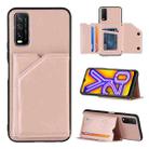 For vivo Y20 Skin Feel PU + TPU + PC Back Cover Shockproof Case with Card Slots & Holder & Photo Frame(Rose Gold) - 1