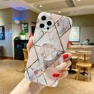 For iPhone 12 Marble Pattern Shockproof Protective Case with Holder(Grey) - 1