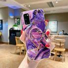 Marble Pattern Shockproof Protective Case with  Holder For Samsung Galaxy S20 Ultra(Purple) - 1