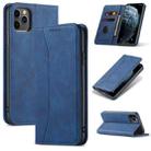 For iPhone 11 Pro Max Skin-feel Calfskin Texture Magnetic Dual-Fold Horizontal Flip Leather Case with Holder & Card Slots & Wallet (Blue) - 1