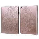 For iPad 10.2 2021 / 2020 / 2019 Peacock Embossed Pattern TPU + PU Horizontal Flip Leather Case with Holder & Card Slots & Wallet & Sleep / Wake-up Function(Rose Gold) - 1