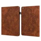 For iPad 10.2 2021 / 2020 / 2019 Peacock Embossed Pattern TPU + PU Horizontal Flip Leather Case with Holder & Card Slots & Wallet & Sleep / Wake-up Function(Brown) - 1