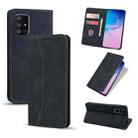 For Samsung Galaxy A71 4G Skin-feel Calfskin Texture Magnetic Dual-Fold Horizontal Flip Leather Case with Holder & Card Slots & Wallet(Black) - 1