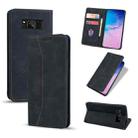 For Samsung Galaxy S8+ Skin-feel Calfskin Texture Magnetic Dual-Fold Horizontal Flip Leather Case with Holder & Card Slots & Wallet(Black) - 1