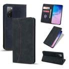 For Samsung Galaxy S20 FE Skin-feel Calfskin Texture Magnetic Dual-Fold Horizontal Flip Leather Case with Holder & Card Slots & Wallet(Black) - 1