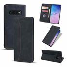 For Samsung Galaxy S10e Skin-feel Calfskin Texture Magnetic Dual-Fold Horizontal Flip Leather Case with Holder & Card Slots & Wallet(Black) - 1