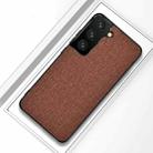 For Samsung Galaxy S21+ Shockproof Cloth Texture PC + TPU Protective Case(Brown) - 1