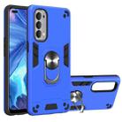 For OPPO Reno4 4G Armour Series PC + TPU Protective Case with Ring Holder(Dark Blue) - 1