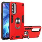 For OPPO Reno4 4G Armour Series PC + TPU Protective Case with Ring Holder(Red) - 1
