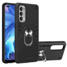For OPPO Reno4 4G Armour Series PC + TPU Protective Case with Ring Holder(Black) - 1
