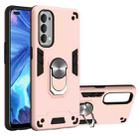 For OPPO Reno4 4G Armour Series PC + TPU Protective Case with Ring Holder(Rose Gold) - 1