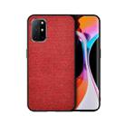 For OnePlus 8T Shockproof Splicing PU + Cloth Protective Case(Morning Red) - 1