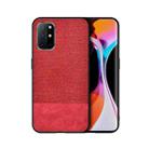 For OnePlus 8T Shockproof Splicing PU + Cloth Protective Case(Stitching Red) - 1